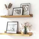 Floating Shelves for Wall Decor, Wall Mounted Wood Storage Shelf for Bedroom, Living Room, Bathroom, Kitchen, Nursery, Display Picture Ledge Shelf with Lip Set of 2-16 Inches, Oak (15.8in)