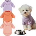 SilTriangle 3 Pcs Small Dog Winter Hoodie Warm Soft Puppy Dog Hoodie Sweatshirts with Pocket Pet Clothes for Dogs Cat Costume (S: Weight:6.6-9.4lb, Bright Color)
