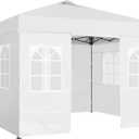 Yaheetech 10x10 FT Pop Up Canopy Tent with 4 Side Walls & One-Push Setup & Roller Bag, Outdoor Heavy-Duty Instant Event Tent for Garden/Wedding/Party, White