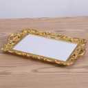 Sooyee Gold Decorative Tray,Bathroom Vanity Tray Decor, 15.3x9.8 Mirror Serving Tray with Handle for Dessert Table,Coffee Table,Vanity,Home Decor