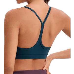 Women's Sports Bras Y Back Racerback Removable Padded Strap Yoga Bras Low Impact Workout Top (Medium, Dark Teal)