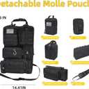Tactical Car Seat Back Organizer,Tactical Molle Seat Back Organizer with 6 Detachable Molle Pouch,Universal Fits for Car Truck Jeep Vehicle Black