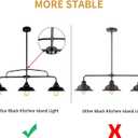 Modern Farmhouse Black Pendant Lighting Fixture, 3-Lights Industrial Linear Chandelier Metal Hanging Lamp for Kitchen Island Dining Room Living Room Hallway Pool Table