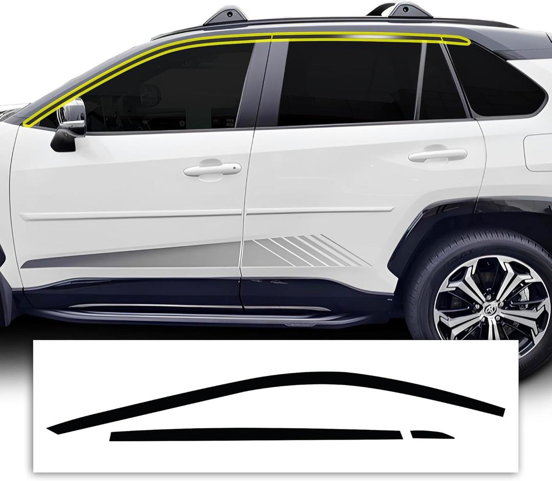 BOGAR TECH DESIGNS Side Window Chrome Delete Overlays Compatible with Toyota Rav4 2019-2025, Gloss Black