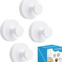 Suction Cup Hooks for Shower, Heavy Duty Towel Hooks for Walls No Damage, Suitable for Hanging Towels, Robes, Coats, Holds 15 lbs-4pack, White