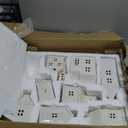 Leitee 22 Pcs Ceramic Christmas Village Set with Light Include 9 Lighted Village Houses 13 Christmas Trees for Xmas Scene Decor Winter Holiday Party Figurine Tabletop Decoration(White Roof)