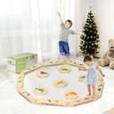 COSYLAND Wooden Balance Beam for Kids - 15 PCS Toddler Balance Beams and Stepping Stones - Sensory Balance Beam for Indoor Obstacle Course, Toys for Kids Age up 18 Months, Dinosaur (15.7 inches)