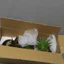 MyGift Succulents Plants Artificial, Fake Faux Indoor House Plants in Round Brown Ceramic Pots, Set of 3