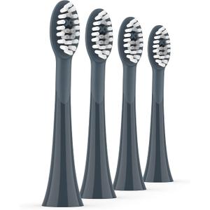 ORDO Replacement Sonic Toothbrush Heads with Pulse Technology for Teeth Cleaning, Plaque Removal, Silicone Polishing, Deep Clean Bristles, Adults, Pack of 4, Black Charcoal Grey