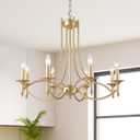 Gold Chandeliers, 8-Light Farmhouse Candle Chandelier