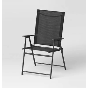 Sling Patio Dining Folding Chair Black - Room Essentials : Weather-Resistant, No Assembly, Metal Frame