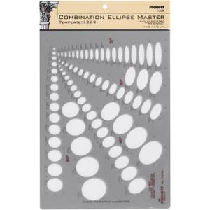 Pickett Combination Ellipse Master Template, 15 Degree, 30 Degree, 45 Degree and 60 Degree Projections, Gray (1269I)