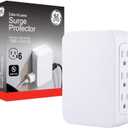 GE Pro 6-Outlet Extender, Surge Protector, Side Access, Wall Tap Adapter, 3-Prong, 1200 Joules, Warranty, UL Listed, White, 10353