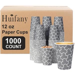 Coffee Cups 12 oz Paper Cups [1000 Count], Disposable Coffee Cups, 12 oz Hot/Cold Cups, Thickened Insulated Cup for Cafes, Office, Party, Home, Travel, and Events
