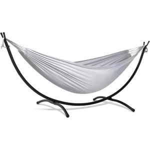 SUNCREAT Stand Alone Hammocks for Outside, 2 Person Self Standing Hammock, Light Gray