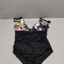 SUUKSESS Women Sexy Mesh Tummy Control Swimsuit Push Up High Waisted Bathing Suit (Medium, 10 Black-pink Floral)