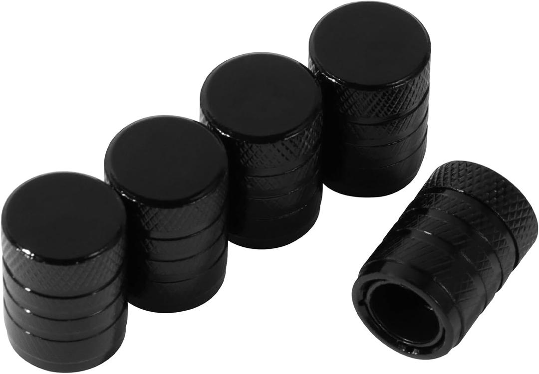 10 x Black Anodized Aluminum Tire Valve Stem Caps with Plastic Inner Sleeve, Corrosion Resistant. Universal Valve Caps for Cars, Trucks, Motorcycles, Pack of 5