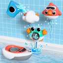 iPlay, iLearn Baby Bath Toy for Toddlers 1-3, Kids Bathtub Water Toy Set 6 8 9 12 Month W/ Shower Cup, Crab, Bird, Cloud & Wind Up Boat, Infant Fun Summer Pool Birthday Gift 2 3 4 Year Old Boys Girls