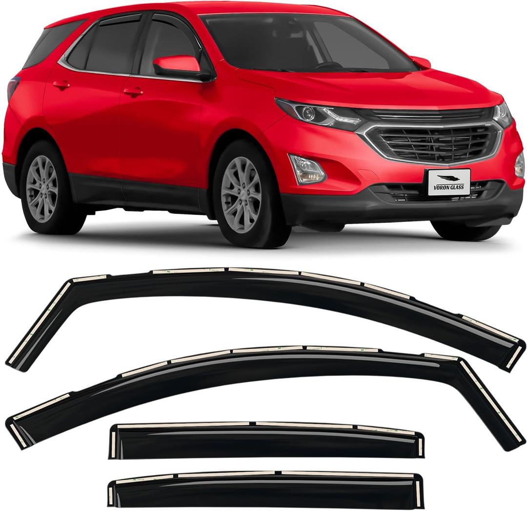 in-Channel Rain Guards for Chevy Equinox 20182024 Window Visors & Vent Deflectors, Extra-Durable Polycarbonate Car Window Rain Guards for Chevrolet Equinox, 4-Piece Set