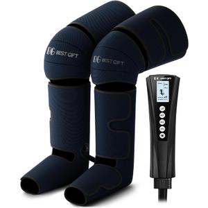 Gifts for Dad Mom Men Women Christmas Mothers Day, Fathers Day, Air Compression Massager with Heat for Foot, Leg, Calf, Thigh, Knee, Helpful for Vericose Veins, Muscle Fatigue, Cramps, Swelling, Edema (Deep Blue)