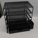 Simple Houseware 5-Tier Document File Tray with Supplies Sliding Drawer and Pen Bucket, Black