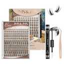 JMS&JMS Fairy Lash Clusters Kit Natural Cluster Lashes Invisible Band Manga Lashes with Lash Bond and Seal Eyelash Applictor Anime Lash Lash Extension Kit for Beginner (Fairy-8-18mix)