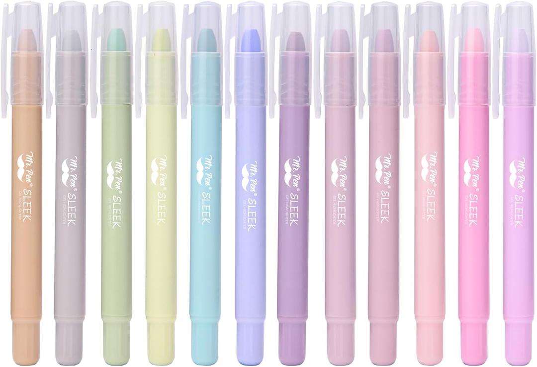 Mr. Pen- Gel Highlighter, 12 Pack, Morandi Colors, Bible Highlighters No Bleed, No Bleed Highlighters