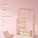 Lolalet Jewelry Organizer Stand, No Assembly Needed Display Storage with Rotating Earring Holder for Necklace Bracelet Rings, Galentines Valentines Gifts Room Dorm Decor for Women Girls -Rosegold