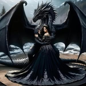 2 x Mosaflare 5D Black Dragon Diamond Painting Kits for Adults 13.7x13.7 Inch | Princess Diamond Art for Beginners, DIY Full Round Drill Paint by Diamonds Dot Gem Art for Adult, Home Wall Decor