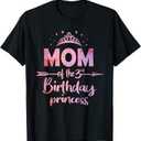 Mom Of The 3rd Birthday Princess Girl 3 Years Old B-day T-Shirt  Size XL