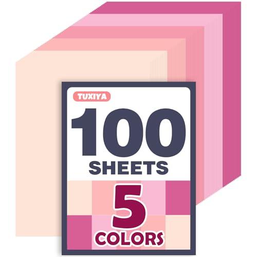 100 Sheets 8.5" x 11" Colored Cardstock, 5 Assorted Pink Shades of 180GSM/65LB Construction Paper, Pink Cardstock Printer paper for Card Making, DIY Crafts, School Supplies, Party Decorations