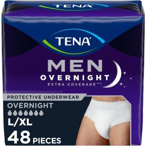 TENA Men Overnight Incontinence Underwear Extra Coverage L/XL 44-64in 48ct