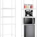 4 Tier Mini Fridge Shelf with Storage Over Mini Fridge Storage and Microwave Stand Height Adjustable Metal Storage Rack for Dorm Kitchen Office(White