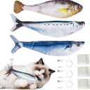 Cat Toys Flopping Fish 3 Pack Rechargeable Cat Toys Interactive for Indoor Exercise with Catnip, Moving Cat Toy 3 Flapping Mode 7.1 Inches Electric Realistic Plush Wiggle Fish