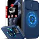 For iPhone 11 Pro Case Magnetic Compatible with MagSafe Wireless Charging,with 2 Screen Protectors,Built-in 360Kickstand Ring+Camera Cover Anti-Scratch Shockproof Heavy Duty Protection Blue