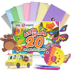 20 Arts & Crafts Kit for Kids, All-Inclusive, No Mess Craft Kits & Supplies for Boys & Girls DIY Creative Activity, Easy Step-by-Step Guide, Individually Packaged Crafts, Christmas Gift, Travel Gift