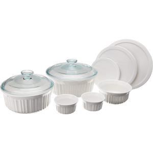 CorningWare French White 10-Pc Ceramic Bakeware Set with Lids, Chip and Crack Resistant Stoneware Baking Dish, Microwave, Dishwasher, Oven, Freezer and Fridge Safe CorningWare French White 10-Pc Ceramic Bakeware Set with Lids, Chip and Crack Resistant Stoneware Baking Dish, Microwave, Dishwasher, Oven, Freezer and Fridge Safe