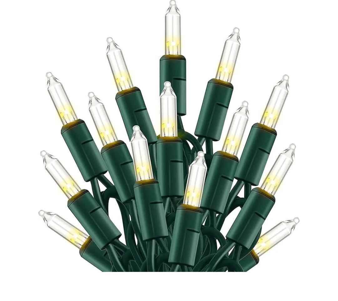 TW SHINE Warm White Christmas Lights Outdoor, 20FT 100 Count Incandescent Christmas Light Indoor, Waterproof Christmas Tree String Lights for Xmas Decorations