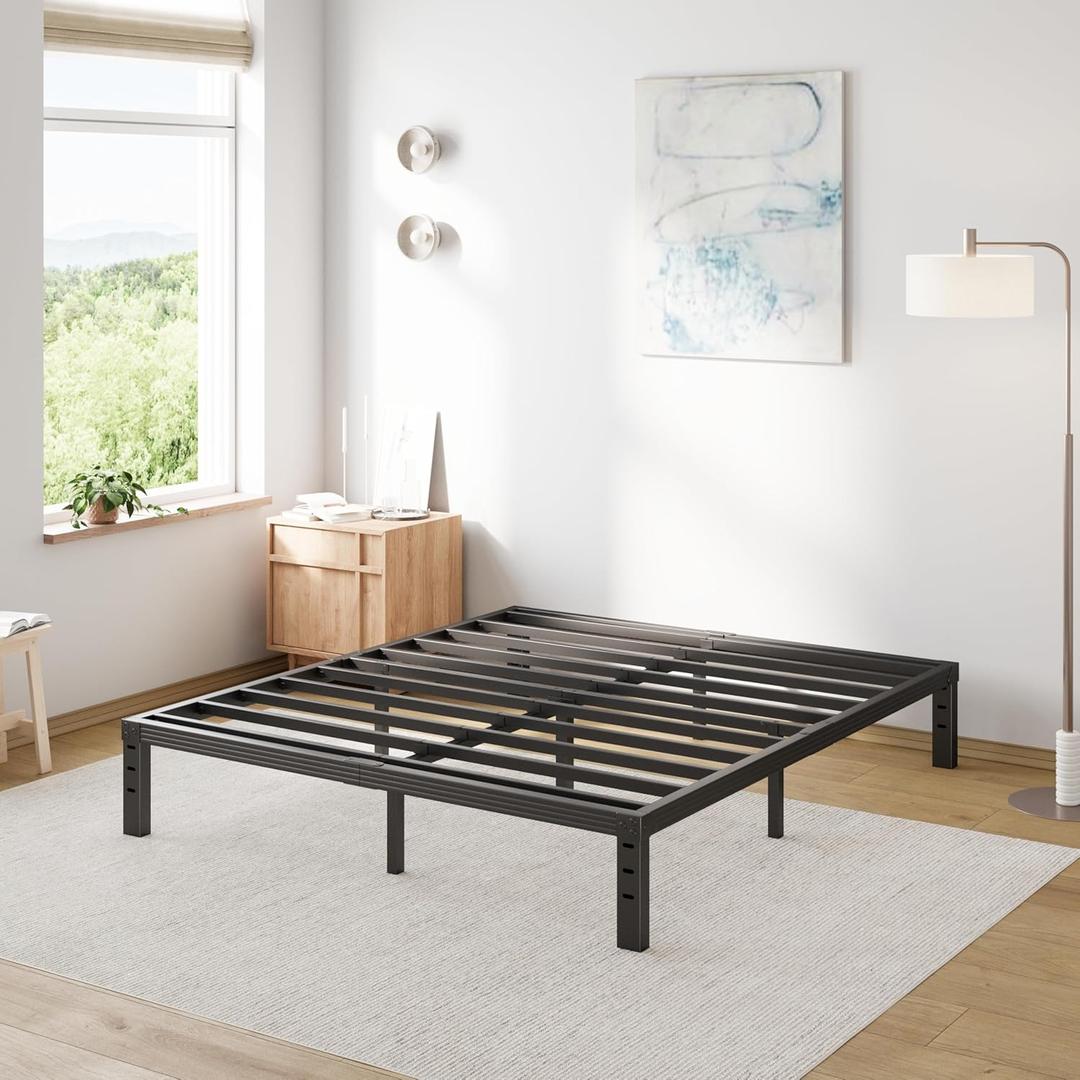 COMASACH Queen Bed Frame Heavy Duty,12" High Black Metal Platform Bed Frame,Sturdy Steel Frame,No Box Spring Needed,Noise-Free,Easy Assembly