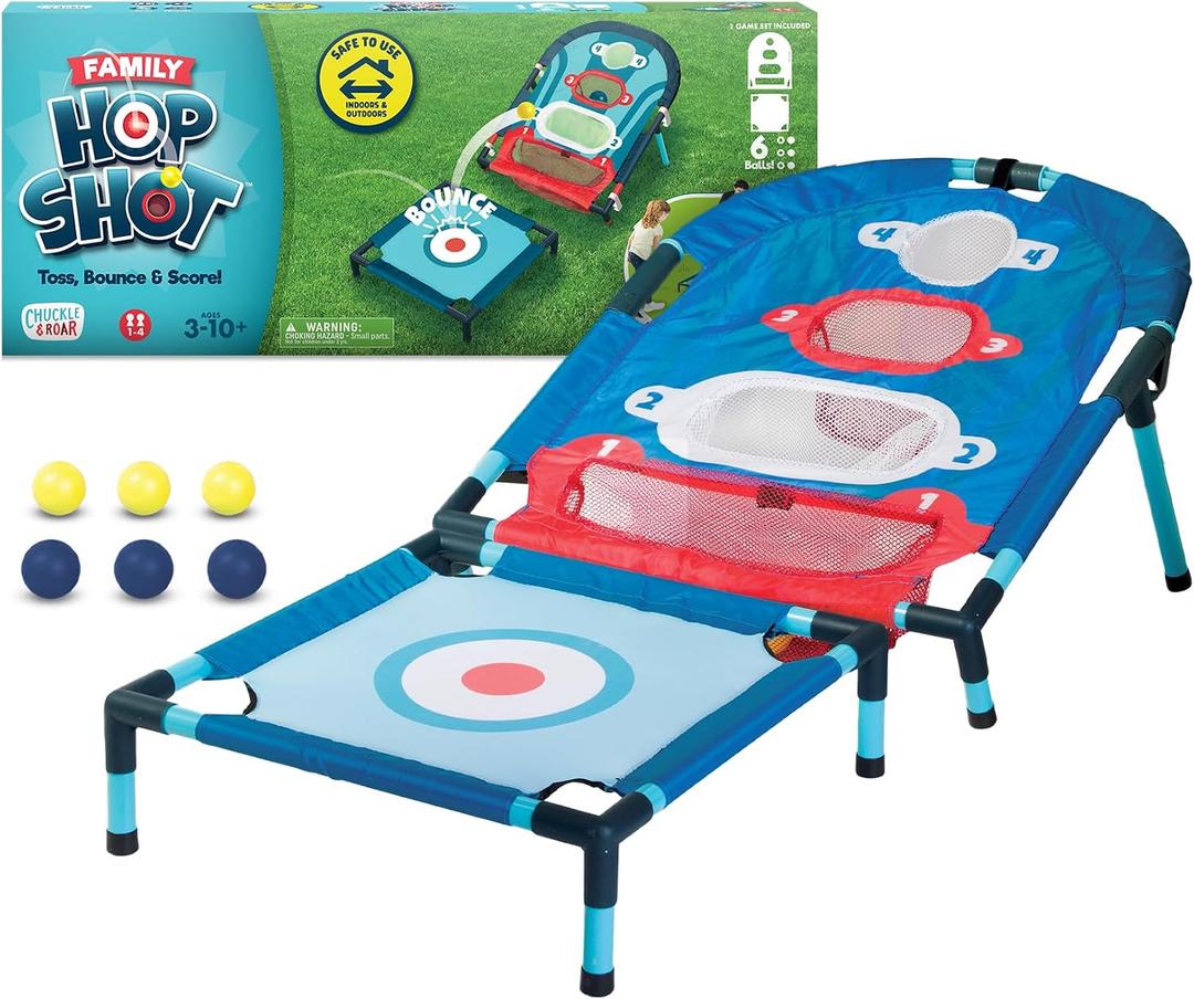 Chuckle & Roar - Family Hop Shot - Outdoor Active Family Game - Dexterity On The Go Challenge - Great for Preschoolers - Ages 3 and Up