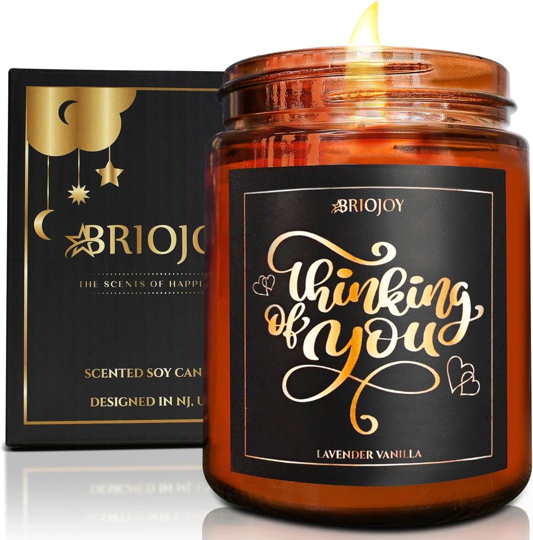 Thinking of You Scented Candle Gifts for Women Men - Unique Friendship Gifts for Best Friend - Relaxing Aromatherapy Gift for Her Him - Lavender Vanilla Essential Oil Soy Wax Candle for Home