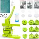 Button Maker Machine Multiple Sizes 2.25in+3in+2.24in Heart-Shaped (58/75mm/Heart), 3 in 1 Badge Press Machine with 60pcs Metal Button Parts & Circle Cutter & Cutting Mat for Pin Maker