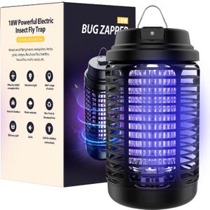 Bug Zapper Outdoor, Mosquito Zapper Indoor with Dusk to Dawn Light Sensor, 4000V Electric Fly Zapper, Waterproof Mosquito Killer, Fly Trap for Home, Patio, Kitchen, Garden - 9.8 FT Length Cable