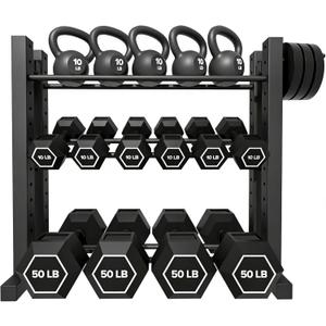 3-Tier Dumbbell Rack Stand Only, Weight Rack for Home Gym Dumbbells, Adjustable Height, Compact Design, 1000LB Capacity Dumbbell Storage for Home Use