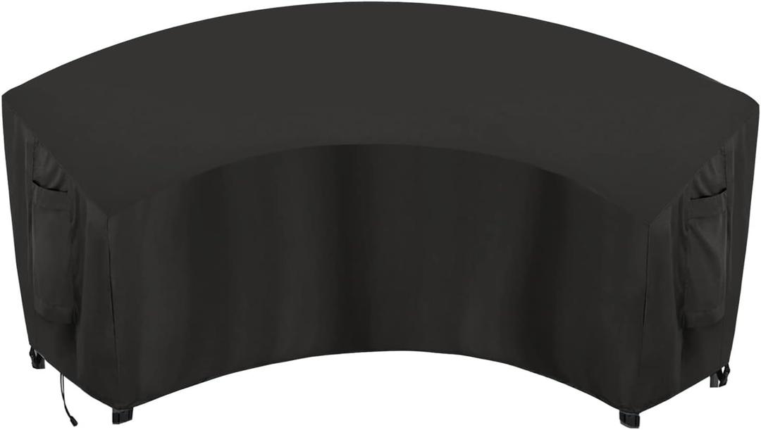OutdoorLines Waterproof Curved Outdoor Sectional Cover - UV Resistant Windproof Patio Sectional Sofa Covers for Deck, Lawn and Backyard, Heavy Duty Furniture Covers (90Lx34Dx32Hx46FL, Black)