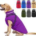 Fragralley Dog Coat with Harness Built in, Waterproof Windproof Reflective Warm Puffer Jacket, Fleece Lined Vest Winter Parka for Dogs​ L