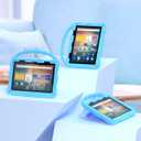 Fire HD 8 Tablet Case for Kids(2024/2022/2020 Release,12th/10th Generation),Incompatible with iPad Samsung,Shock Proof Friendly,360 Rotating Grip Stand,Portable Handle Kid-Proof Case (Blue)