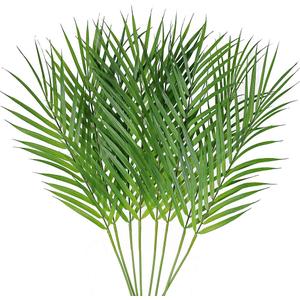 Artificial Areca Palm Leaves, 8 Pcs Faux Tropical Palm Tree Leaves Stems for Floral Arrangement, Hawaiian Luau, Jungle Beach Wedding Party Decor, 28 Inches Tall