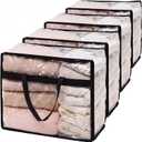 SGHUO Blanket Storage Bags 60L Extra Large Plastic Vinyl Clear Storage Bag for Clothes, Comforter, Bedding, Moving Bags with Zipper and Reinforced Handle (4pcs)