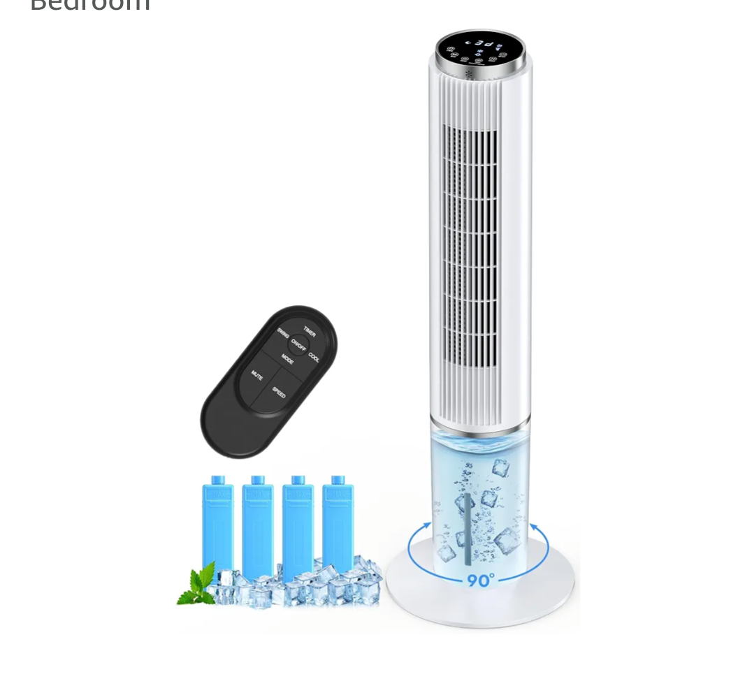 BLACK COOLECH 42 INCH Portable Air Conditioners w/LED Touch Screen, 4 Mode&3 Speed,1-Gal Tank for 15H Cooling Evaporative Air Cooler,12H Timer, No Hose No Window Needed, 90° Oscillating AC Unit for Bedroom Lost remote control